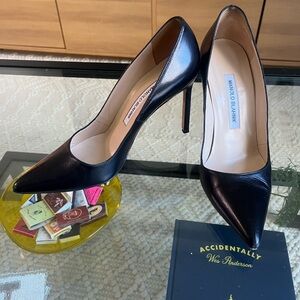 Manolo Blahnik Classic Black Leather Heels